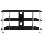 Vidaxl meuble tv noir 96x46x50 cm verre tremp