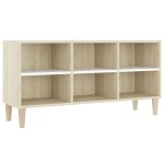 Vidaxl meuble tv et pieds en bois blanc et chne sonoma 103, 5x30x50 cm