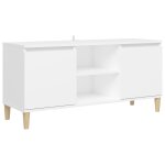 Vidaxl meuble tv avec pieds en bois massif blanc 103, 5x35x50 cm