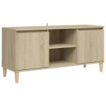 Vidaxl meuble tv avec pieds en bois massif chne sonoma 103, 5x35x50 cm