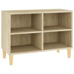 Vidaxl meuble tv avec pieds en bois massif chne sonoma 69, 5x30x50 cm