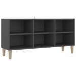 Vidaxl meuble tv avec pieds en bois massif gris 103, 5x30x50 cm