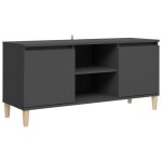 Vidaxl meuble tv avec pieds en bois massif gris 103, 5x35x50 cm