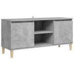 Vidaxl meuble tv avec pieds en bois massif gris b�ton 103, 5x35x50 cm
