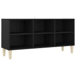 Vidaxl meuble tv avec pieds en bois massif noir 103, 5x30x50 cm