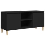 Vidaxl meuble tv avec pieds en bois massif noir 103, 5x35x50 cm