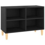 Vidaxl meuble tv avec pieds en bois massif noir 69, 5x30x50 cm