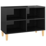 Vidaxl meuble tv avec pieds en bois massif noir brillant 69, 5x30x50 cm