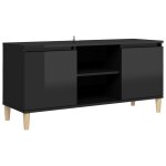 Vidaxl meuble tv avec pieds en bois noir brillant 103, 5x35x50 cm