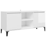 Vidaxl meuble tv avec pieds en m�tal blanc brillant 103, 5x35x50 cm