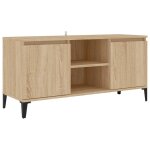 Vidaxl meuble tv avec pieds en mtal chne sonoma 103, 5x35x50 cm