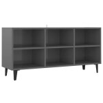 Vidaxl meuble tv avec pieds en métal gris brillant 103, 5x30x50 cm Vidaxl meuble tv avec pieds en métal gris brillant 103, 5x30x50 cm