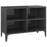 Vidaxl meuble tv avec pieds en métal gris brillant 69, 5x30x50 cm Vidaxl meuble tv avec pieds en métal gris brillant 69, 5x30x50 cm