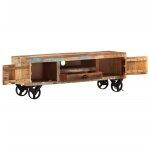 Vidaxl meuble tv avec roues 110x30x37 cm bois de rcupration massif