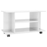Vidaxl meuble tv avec roulettes blanc brillant 80x40x40 cm agglomr