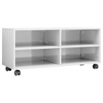 Vidaxl meuble tv avec roulettes blanc brillant 90x35x35 cm agglomr