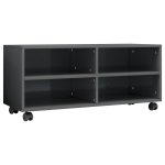 Vidaxl meuble tv avec roulettes gris brillant 90x35x35 cm agglomr
