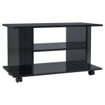 Vidaxl meuble tv avec roulettes noir brillant 80x40x40 cm agglomr
