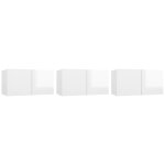 Vidaxl meubles tv suspendus 3 pcs blanc brillant 60x30x30 cm Vidaxl meubles tv suspendus 3 pcs blanc brillant 60x30x30 cm