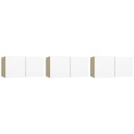 Vidaxl meubles tv suspendus 3 pcs blanc et chêne sonoma 60x30x30 cm Vidaxl meubles tv suspendus 3 pcs blanc et chêne sonoma 60x30x30 cm