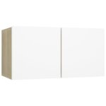 Vidaxl meuble tv suspendu blanc et chêne sonoma 60x30x30 cm Vidaxl meuble tv suspendu blanc et chêne sonoma 60x30x30 cm