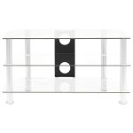 Vidaxl meuble tv transparent 75x40x40 cm verre tremp