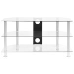 Vidaxl meuble tv transparent 96x46x50 cm verre tremp