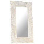 Vidaxl miroir blanc 80x50 cm bois de manguier massif
