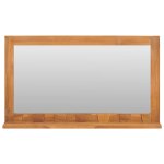 Vidaxl miroir mural avec �tag�re 100x12x60 cm bois de teck massif