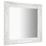 Vidaxl miroir mural style baroque 60x60 cm blanc