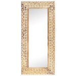 Vidaxl miroir sculpt� � la main 110x50x2, 6 cm bois de manguier solide