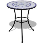 Vidaxl mobilier de bistro 3 pcs carreaux cramiques bleu et blanc