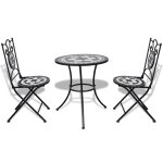 Vidaxl mobilier de bistro 3 pcs carreaux cramiques noir et blanc
