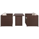 Vidaxl mobilier de bistro 3 pcs avec coussins rsine tresse marron