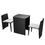 Vidaxl mobilier de bistro 3 pcs avec coussins rsine tresse noir