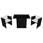 Vidaxl mobilier de bistro 3 pcs avec coussins rsine tresse noir