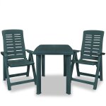 Vidaxl mobilier de bistro 3 pcs plastique vert