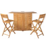 Vidaxl mobilier de bistro 3pcs et chaises pliables bois de teck solide Vidaxl mobilier de bistro 3pcs et chaises pliables bois de teck solide