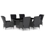 Vidaxl mobilier  dner 7 pcs avec coussins rsine tresse gris fonc