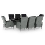 Vidaxl mobilier  dner 9 pcs avec coussins rsine tresse gris clair