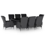 Vidaxl mobilier  dner 9 pcs avec coussins rsine tresse gris fonc