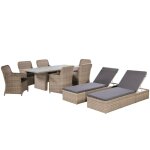 Vidaxl mobilier  dner 9 pcs avec transats rsine tresse marron