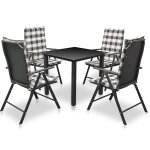 Vidaxl mobilier � d�ner d'ext�rieur 5 pcs avec coussins aluminium noir