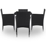 Vidaxl mobilier  dner d'extrieur 5 pcs noir rsine tresse et verre