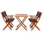 Vidaxl mobilier  dner d'extrieur 5pcs noir bois d'eucalyptus solide