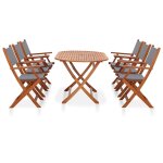 Vidaxl mobilier à dîner d'extérieur 7 pcs gris eucalyptus et textilène Vidaxl mobilier à dîner d'extérieur 7 pcs gris eucalyptus et textilène