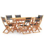 Vidaxl mobilier  dner d'extrieur 7 pcs noir eucalyptus et textilne
