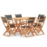 Vidaxl mobilier  dner d'extrieur 7pcs noir bois d'eucalyptus solide