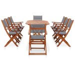 Vidaxl mobilier à dîner d'extérieur 9 pcs gris eucalyptus et textilène Vidaxl mobilier à dîner d'extérieur 9 pcs gris eucalyptus et textilène