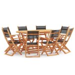 Vidaxl mobilier  dner d'extrieur 9 pcs noir eucalyptus et textilne